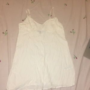 White shirt cream/white dress. Adjustable straps